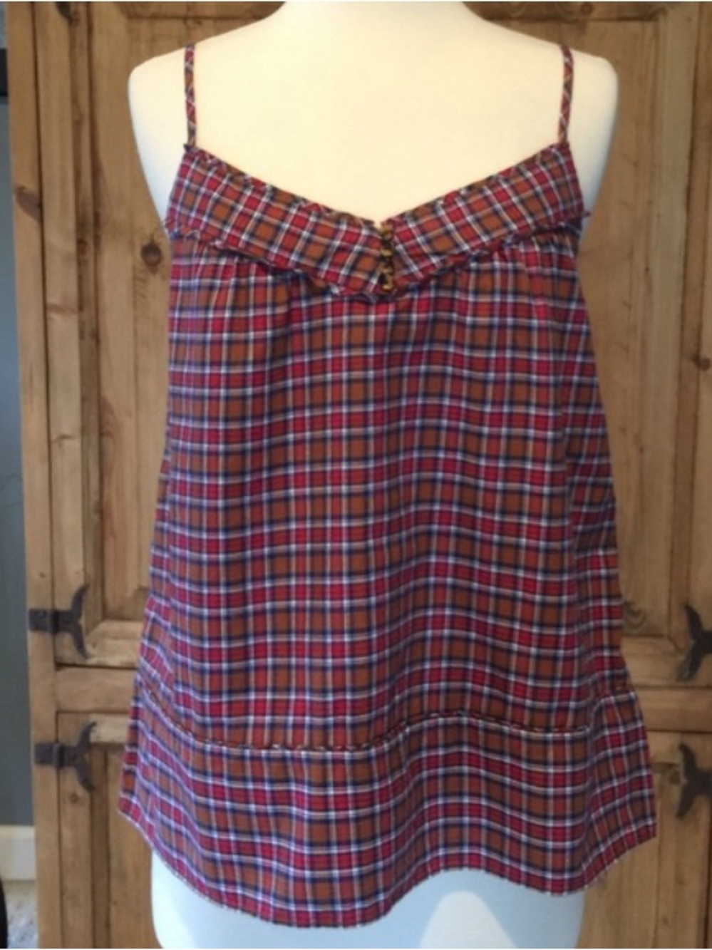 J. Crew Red Plaid Spaghetti Strap Camisole
